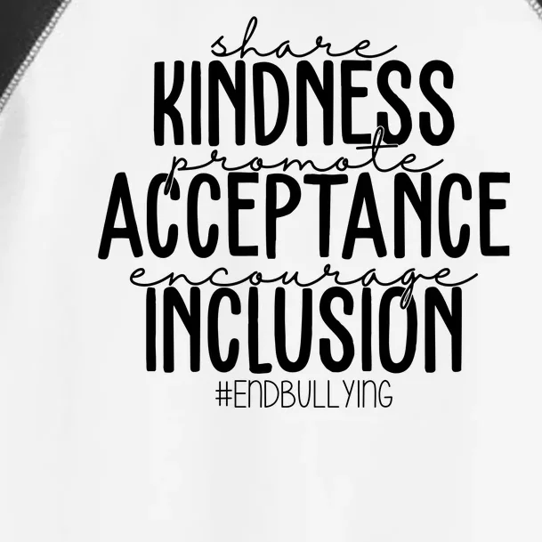 Share Kindness Promote Acceptance Encourage Inclusion End Bullying Toddler Fine Jersey T-Shirt