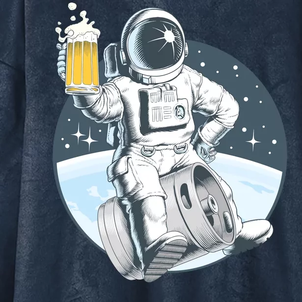 Space Kegger Party Astronaut Hooded Wearable Blanket