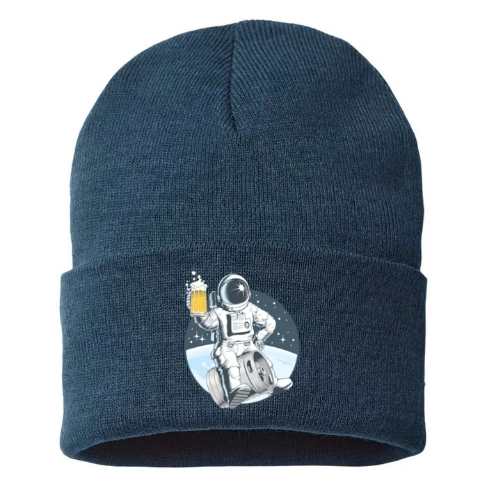 Space Kegger Party Astronaut Sustainable Knit Beanie