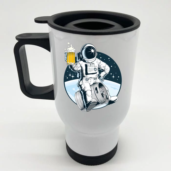 Space Kegger Party Astronaut Front & Back Stainless Steel Travel Mug