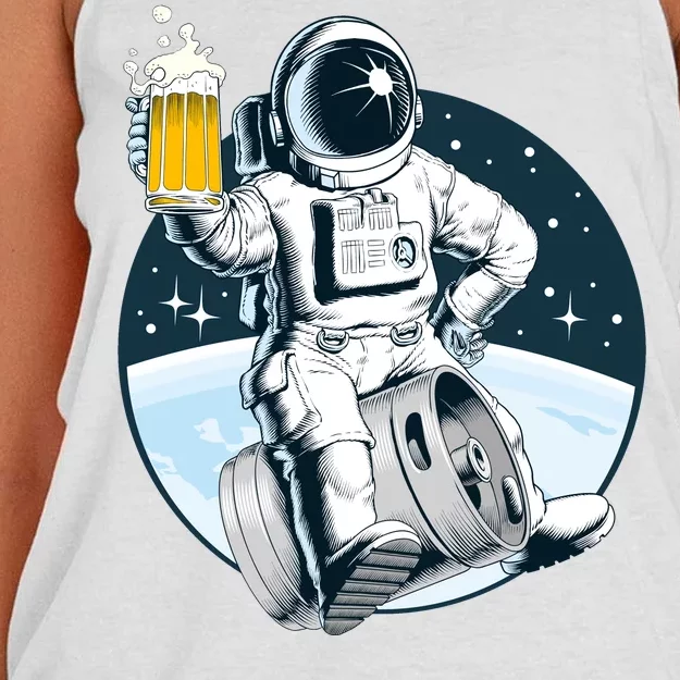 Space Kegger Party Astronaut Women's Knotted Racerback Tank