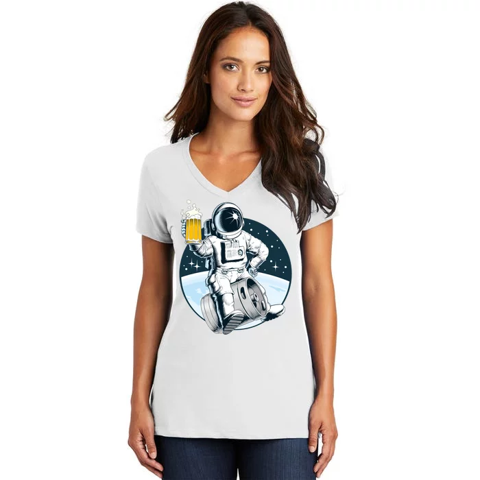 Space Kegger Party Astronaut Women's V-Neck T-Shirt