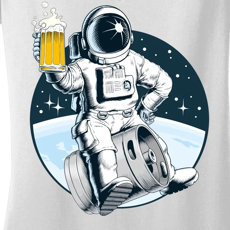 Space Kegger Party Astronaut Women's V-Neck T-Shirt