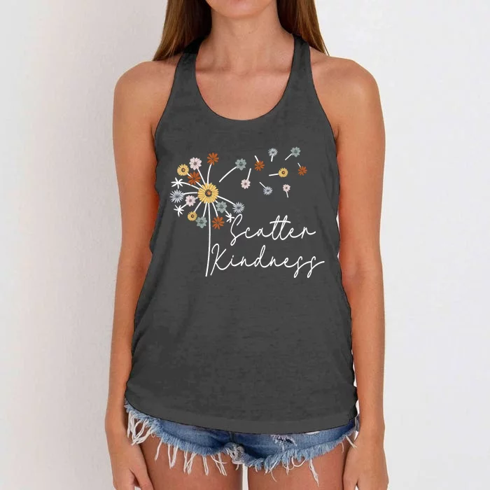 Scatter Kindness Positive Quote Women's Knotted Racerback Tank