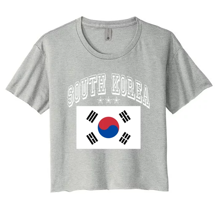 South Korea Patriotic Throwback Flag Souvenir Gift Women's Crop Top Tee