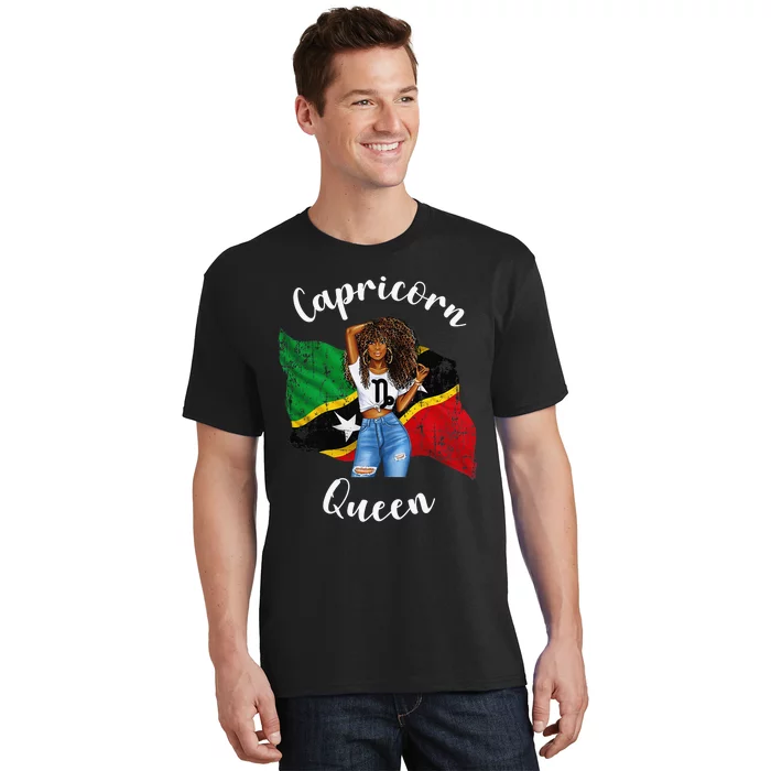 St Kitts Queen Capricorn Birthday Zodiac Astrology Funny T-Shirt