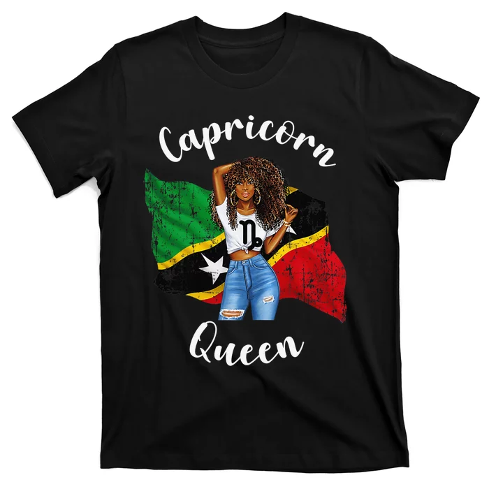 St Kitts Queen Capricorn Birthday Zodiac Astrology Funny T-Shirt