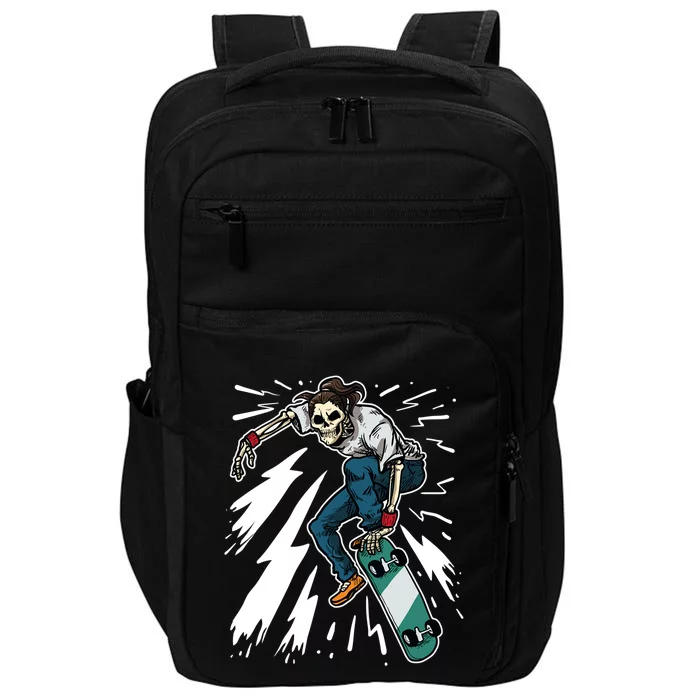 Skateboard Kickflip Skull Skeleton Skater Gift Impact Tech Backpack