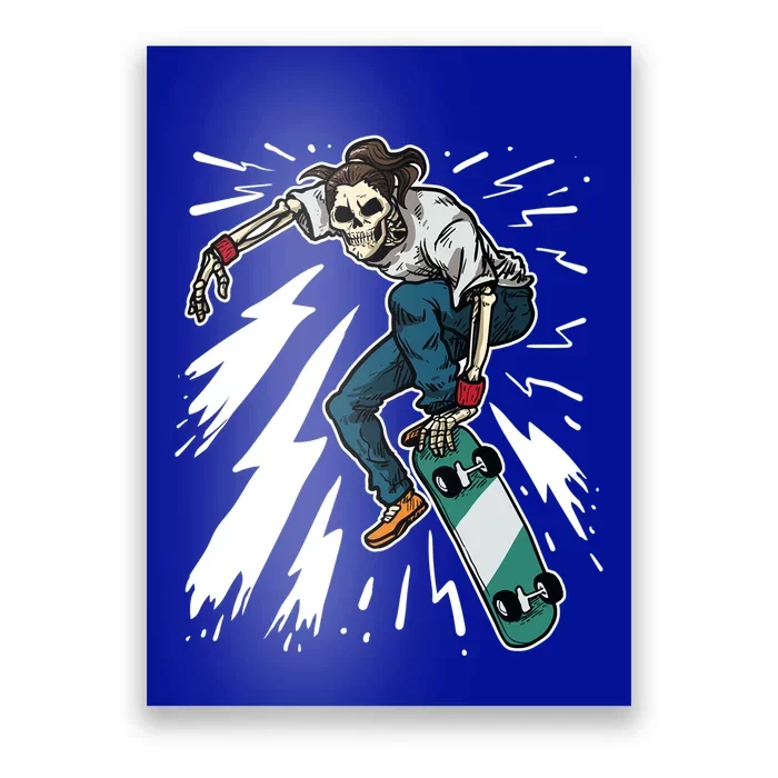 Skateboard Kickflip Skull Skeleton Skater Gift Poster