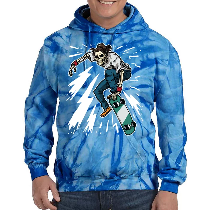 Skateboard Kickflip Skull Skeleton Skater Gift Tie Dye Hoodie