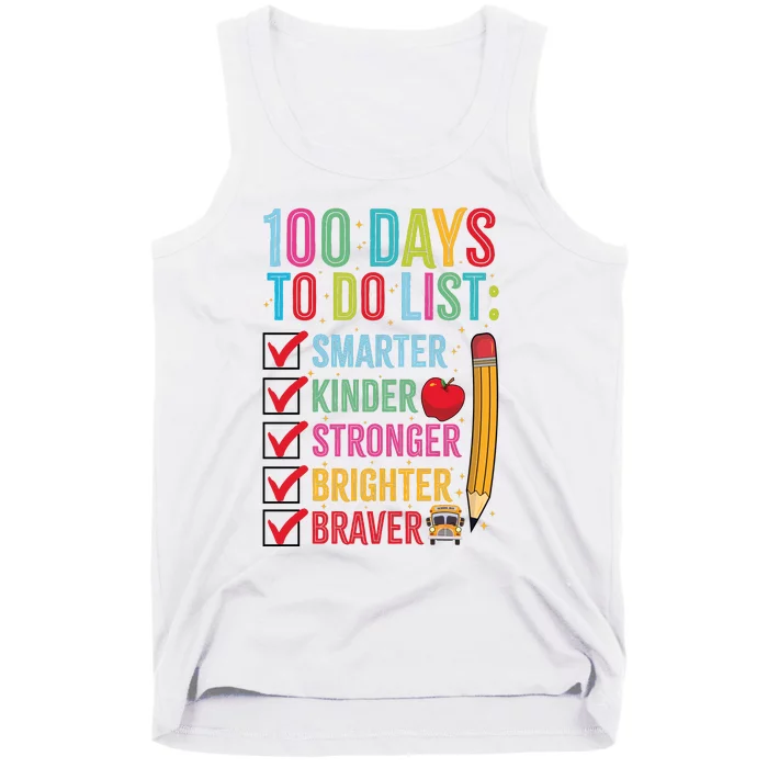 Smarter Kinder Stronger Brighter 100 Days Of School Teacher Tank Top