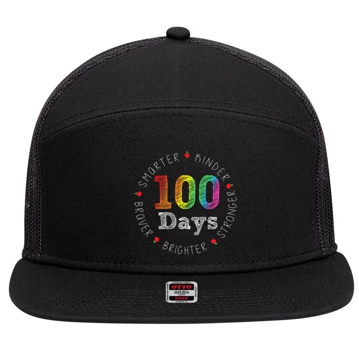 Smarter Kinder Stronger Brighter 100 Days Of School 7 Panel Mesh Trucker Snapback Hat