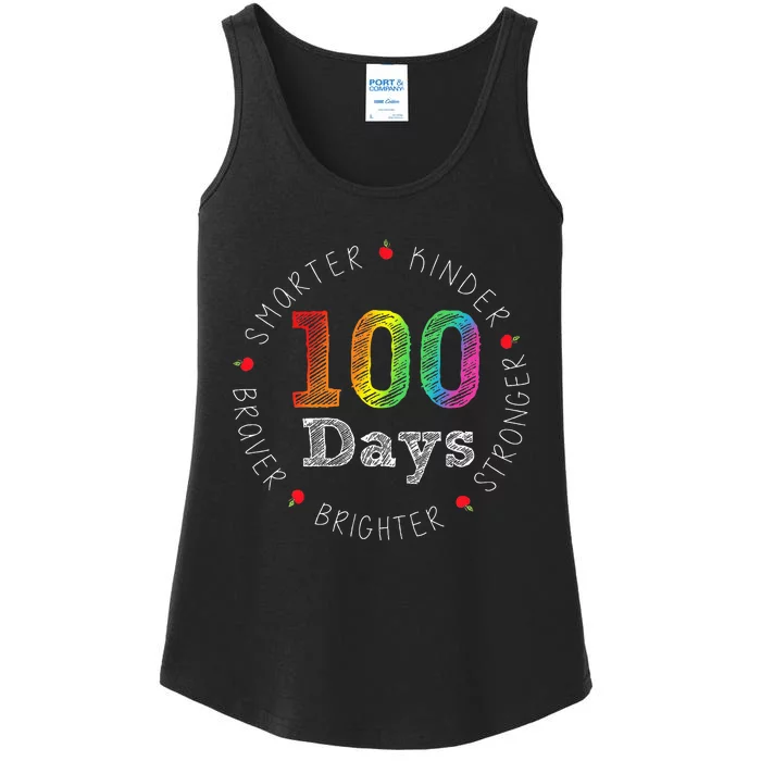 Smarter Kinder Stronger Brighter 100 Days Of School Ladies Essential Tank