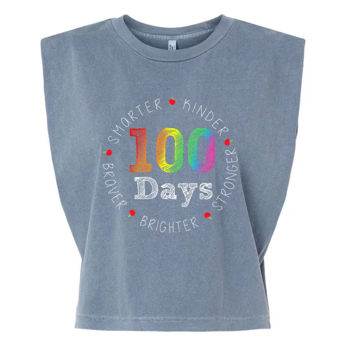 Smarter Kinder Stronger Brighter 100 Days Of School Garment-Dyed Women's Muscle Tee