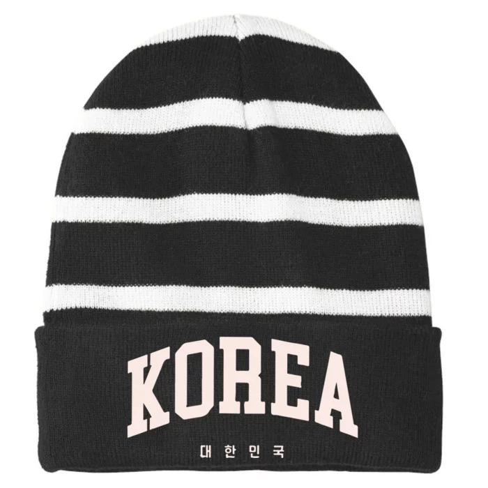 South Korea Striped Beanie with Solid Band