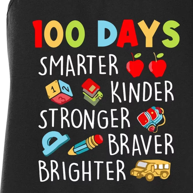 Smarter Kinder Stronger Brighter 100 Days Of School Teacher Women's Racerback Tank