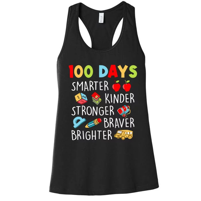 Smarter Kinder Stronger Brighter 100 Days Of School Teacher Women's Racerback Tank