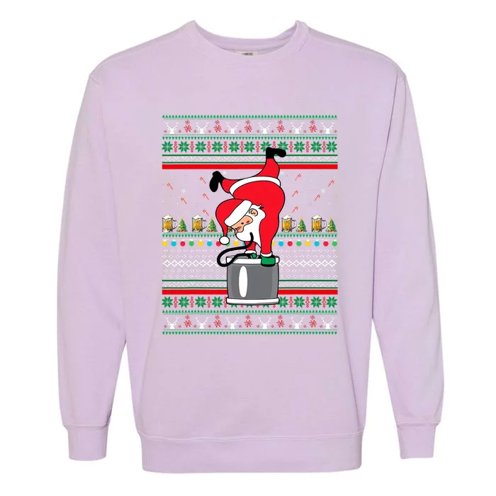 Santa Keg Stand Drinking Team Ugly Christmas Xmas Garment-Dyed Sweatshirt