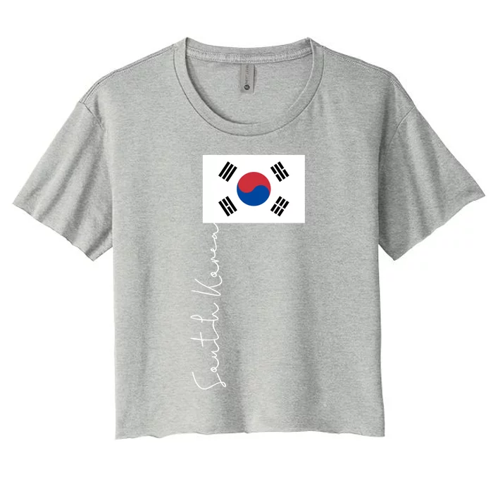 South Korea Signature Flag Pole Patriotic Cool Gift Women's Crop Top Tee