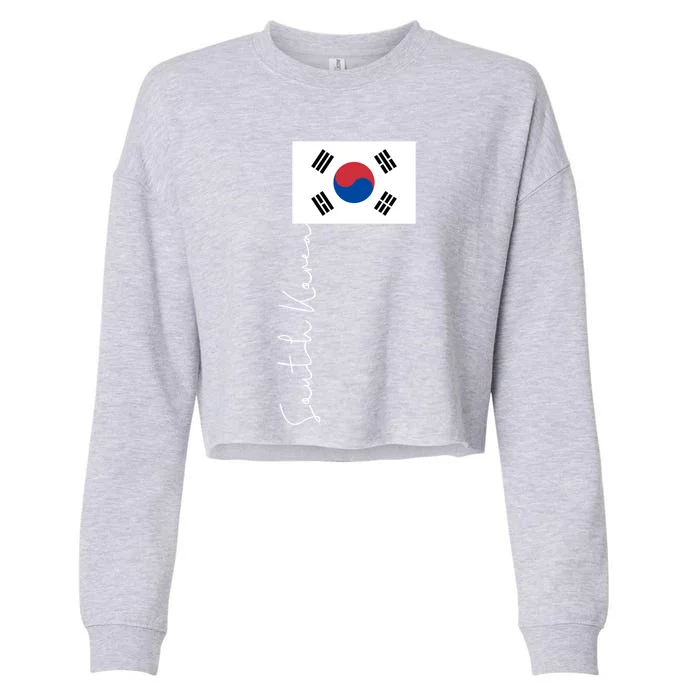 South Korea Signature Flag Pole Patriotic Cool Gift Cropped Pullover Crew