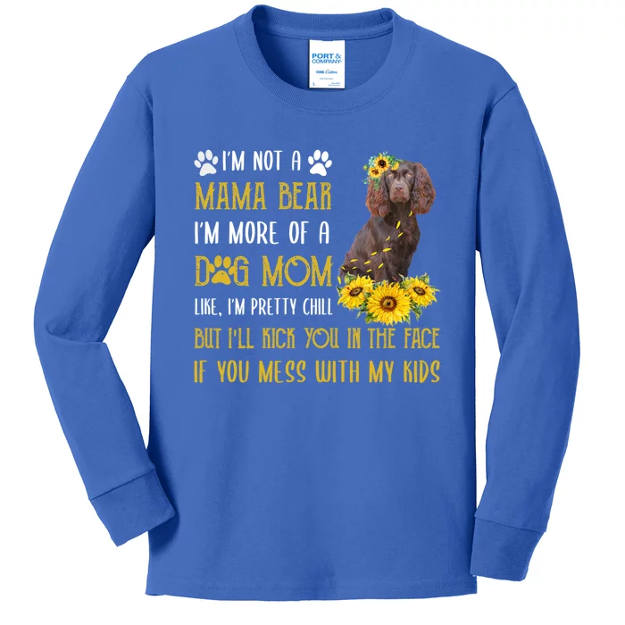 Sunflower Kin Spaniel Mom Mothers Day Dog Mom Cute Gift Kids Long Sleeve Shirt