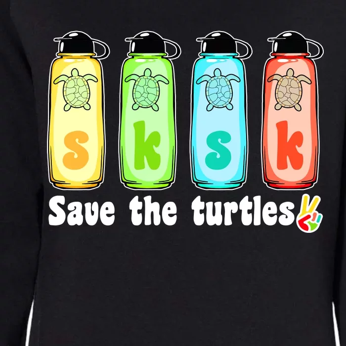 SKSKSK Save The Turtles Peace Womens California Wash Sweatshirt