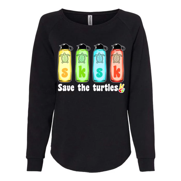 SKSKSK Save The Turtles Peace Womens California Wash Sweatshirt