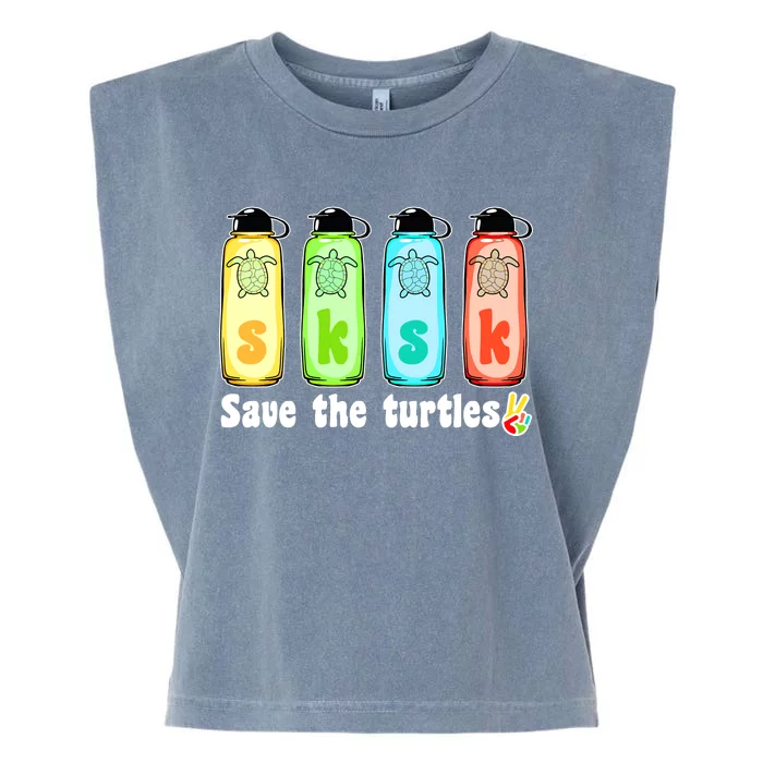 SKSKSK Save The Turtles Peace Garment-Dyed Women's Muscle Tee