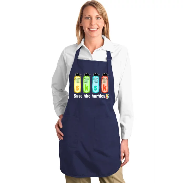 SKSKSK Save The Turtles Peace Full-Length Apron With Pocket