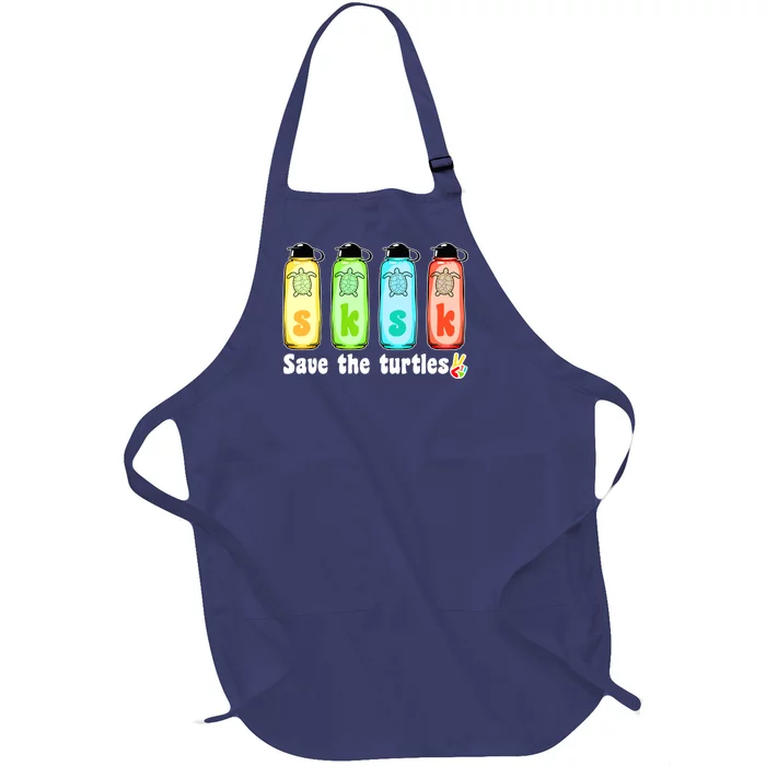 SKSKSK Save The Turtles Peace Full-Length Apron With Pocket