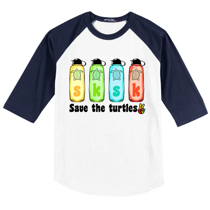 SKSKSK Save The Turtles Peace Baseball Sleeve Shirt