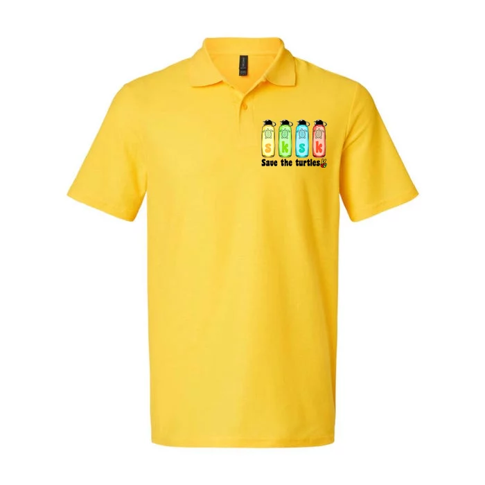 SKSKSK Save The Turtles Peace Softstyle Adult Sport Polo