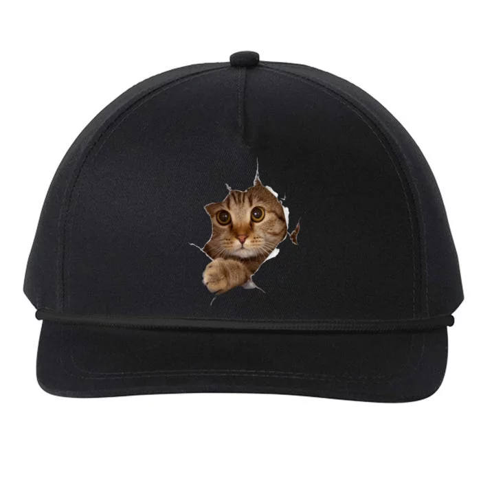 Sweet Kitten Torn Cloth Funny Cat Lover Cat Owner Cat Lady Meaningful Gift Snapback Five-Panel Rope Hat