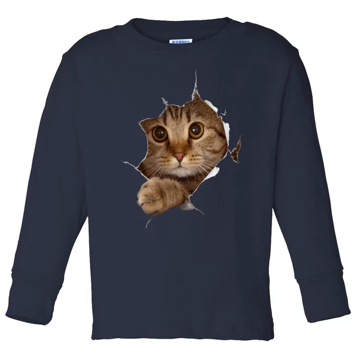 Sweet Kitten Torn Cloth - Funny Cat Lover Cat Owner Cat Lady Toddler Long Sleeve Shirt