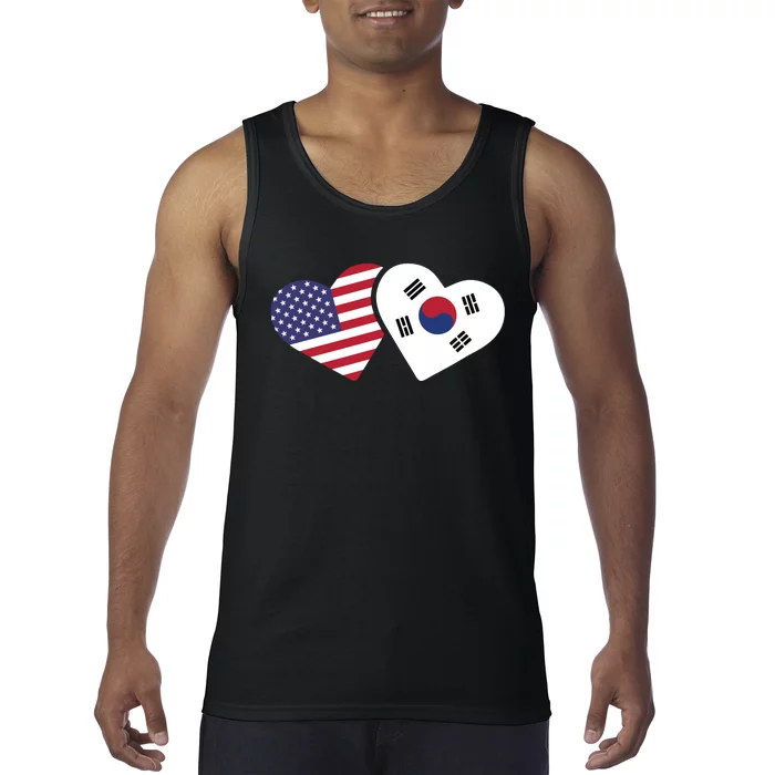 South Korea USA Flag Shirts Heart Korean American Love Gift Tank Top