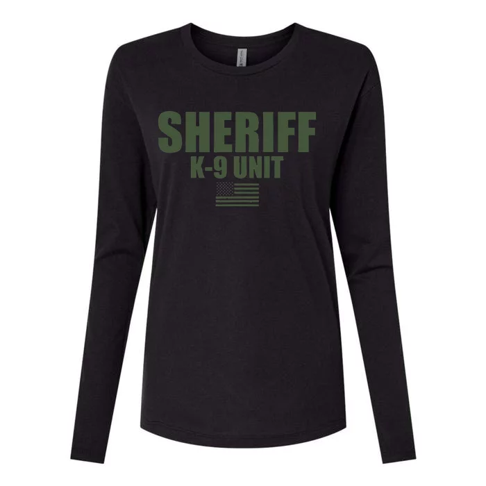 Sheriff K9 Unit Police Flag Uniform Womens Cotton Relaxed Long Sleeve T-Shirt