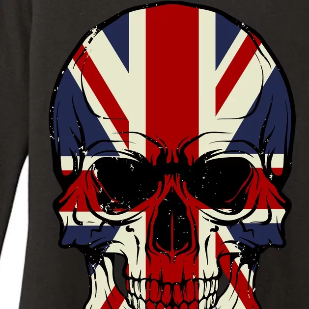 Skull Face British Flag Womens CVC Long Sleeve Shirt