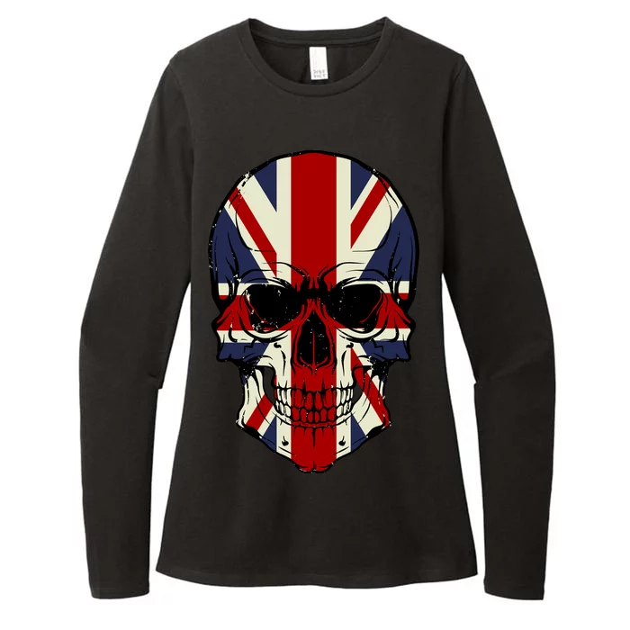 Skull Face British Flag Womens CVC Long Sleeve Shirt