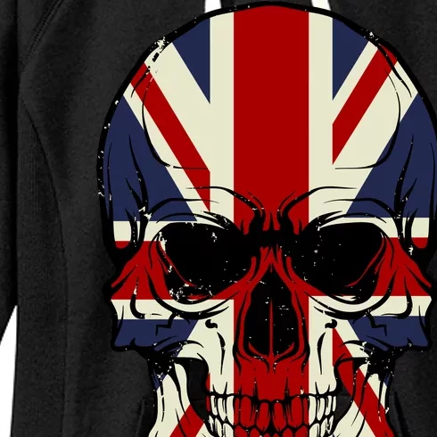 Skull Face British Flag Women's Fleece Hoodie