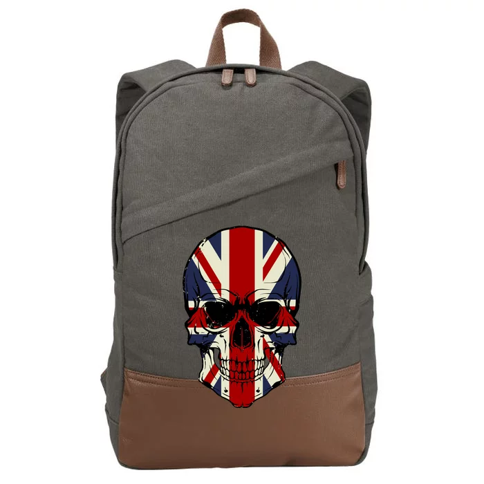 Skull Face British Flag Cotton Canvas Backpack