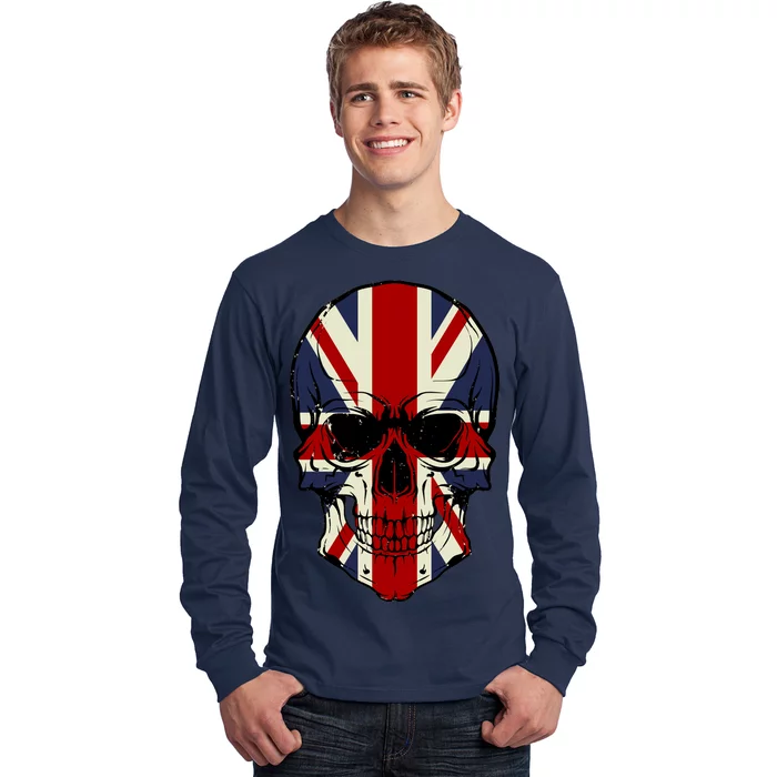 Skull Face British Flag Long Sleeve Shirt