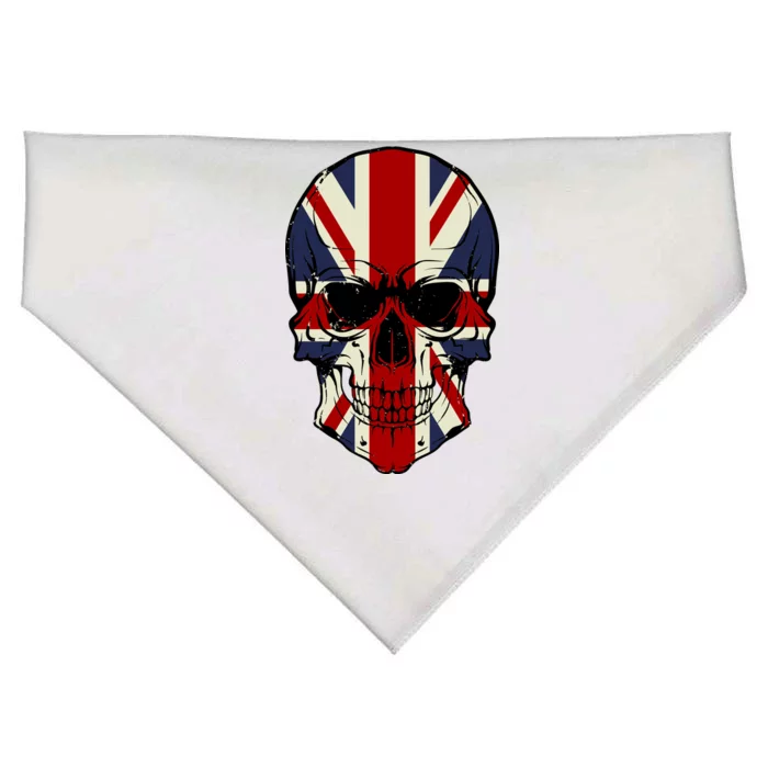 Skull Face British Flag USA-Made Doggie Bandana