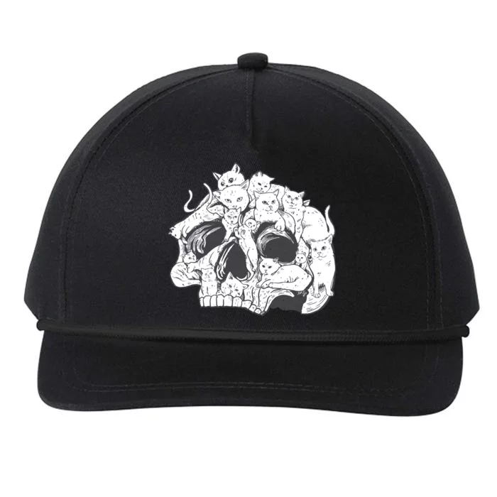 Skull Head With Cats Snapback Five-Panel Rope Hat