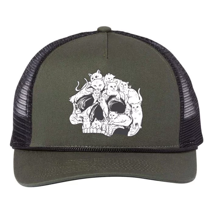 Skull Head With Cats Retro Rope Trucker Hat Cap