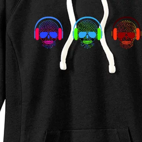 Skull Icons With Headphones Women's Fleece Hoodie