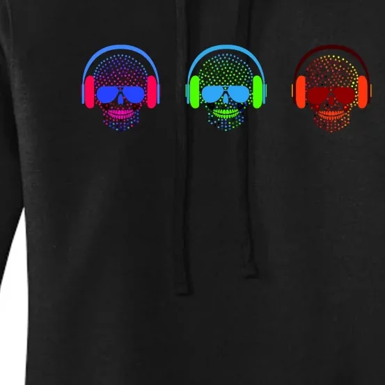 Skull Icons With Headphones Women's Pullover Hoodie