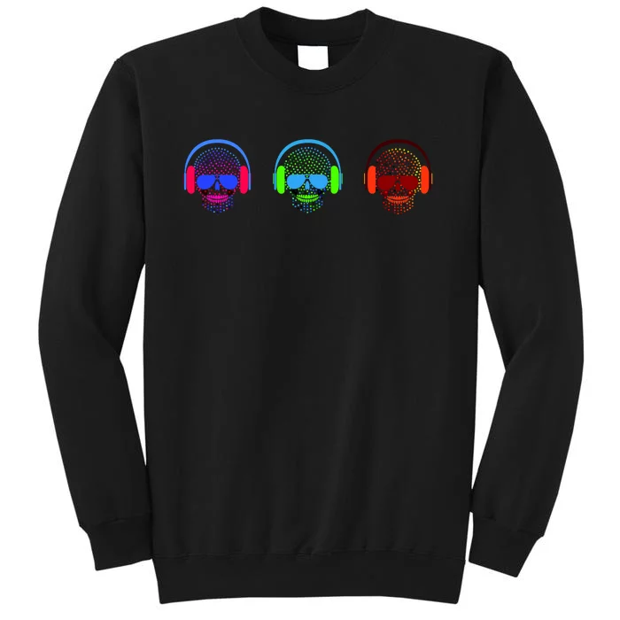 Skull Icons With Headphones Tall Sweatshirt