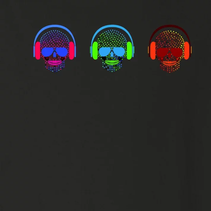 Skull Icons With Headphones Toddler Long Sleeve Shirt