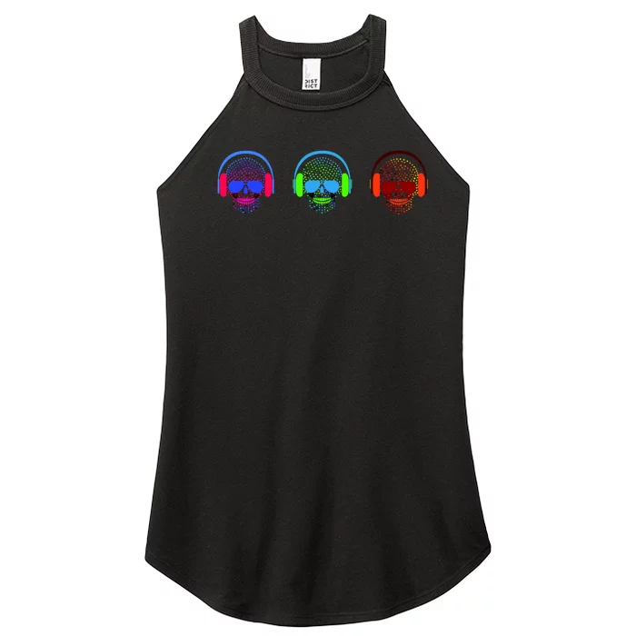 Skull Icons With Headphones Women’s Perfect Tri Rocker Tank