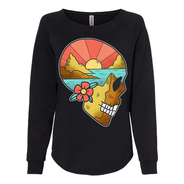 Skull Landscape Sunset Womens California Wash Sweatshirt